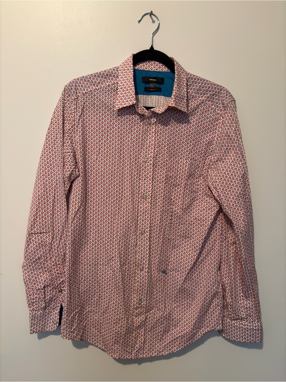 DIESEL Men’s Slim Fit Pattern Print Button-down Collar Shirt Cotton - M